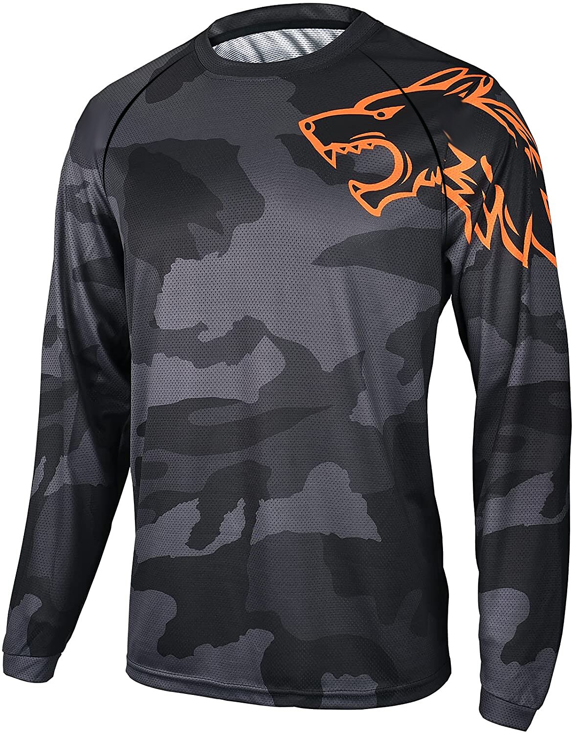 21Grams Men's Downhill Jersey Long Sleeve Bike Top with 3 Rear Pockets Mountain Bike MTB Road Bike Cycling Breathable Moisture Wicking Soft Quick Dry Black Yellow Army Green Wolf Camo / Camouflage