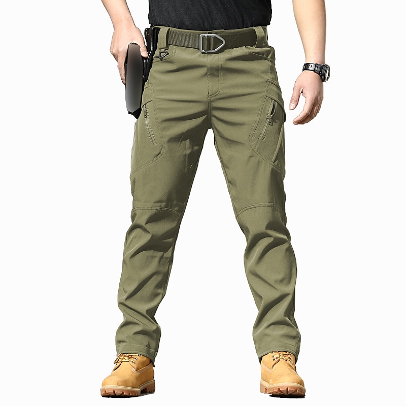 Men's Cargo Pants Tactical Trousers Classic Multi Pocket Straight Leg Solid Color Comfort Outdoor Full Length Casual Daily Streetwear Stylish Black+Grey Black Micro-elastic