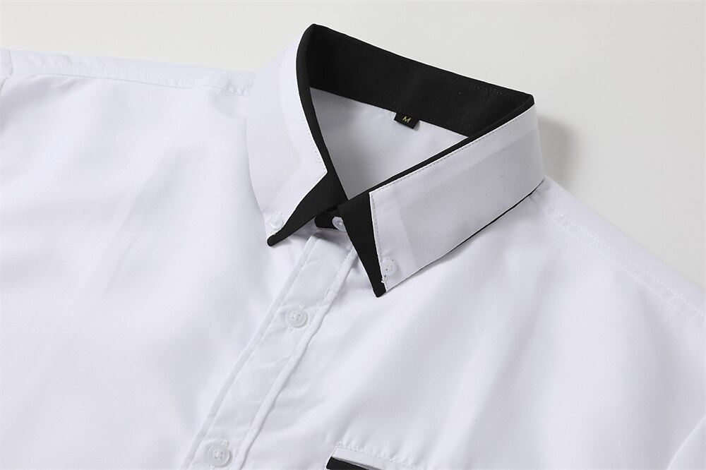 Men's Button Down Collared Non Iron Long Sleeve Plain Collar All Seasons Wedding Work Clothing Apparel Dress Shirt