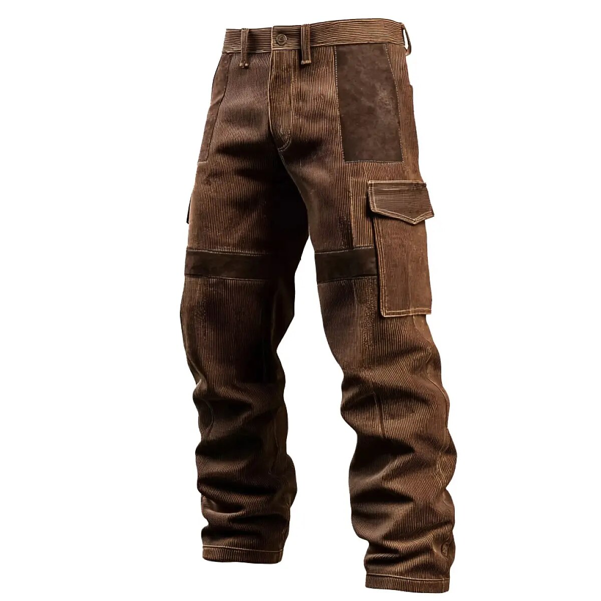 Men's Cargo Pants Cargo Trousers Corduroy Pants Work Pants Suede Pants Patchwork Multi Pocket Straight Leg Plain Moisture Wicking Breathable Full Length Outdoor Daily Fashion Retro Vintage Black Blue