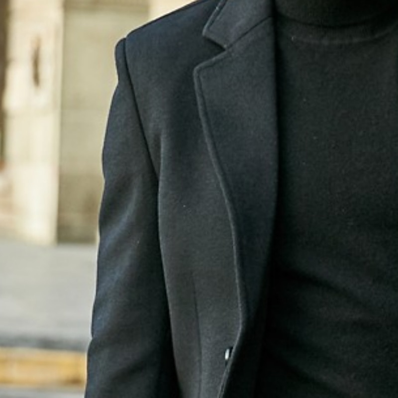 Men Overcoat Peacoat Long Trench Coat Trench Coat Formal Casual Fall Winter Polyester Thermal Warm Outerwear Clothing Apparel Classic Plain Notch lapel collar Single Breasted