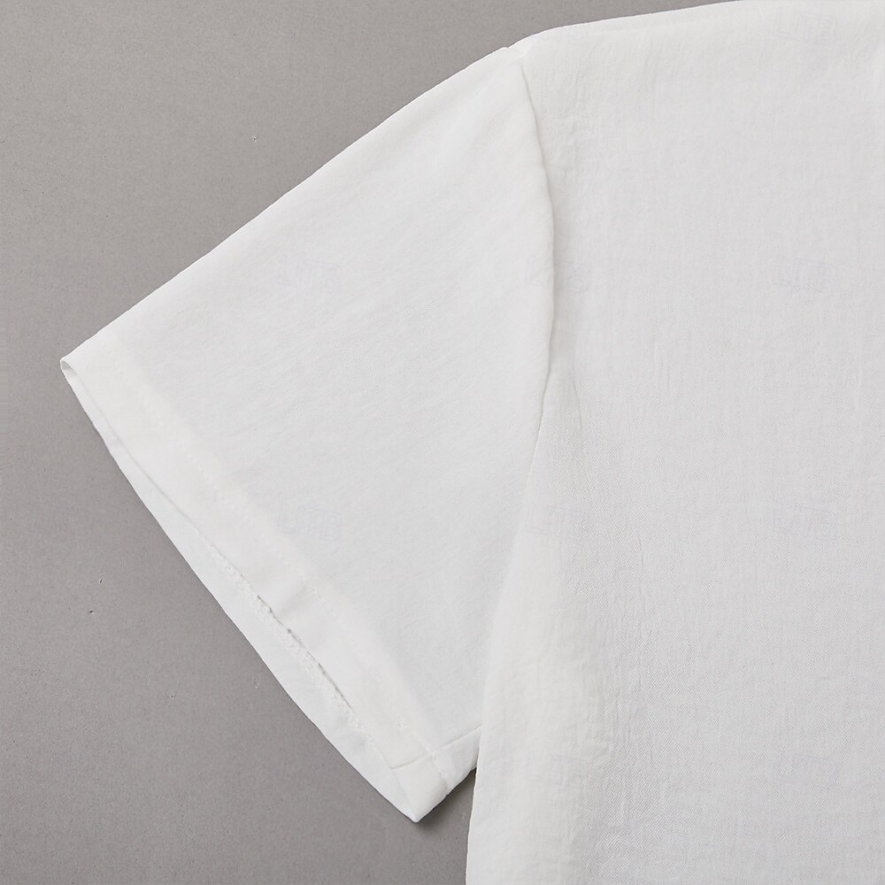 Men's Henley Shirt Tee Top Short Sleeves Plain Fashion Designer Basic V Neck Vacation Street Going out Summer Navy Black White Henley T-Shirt