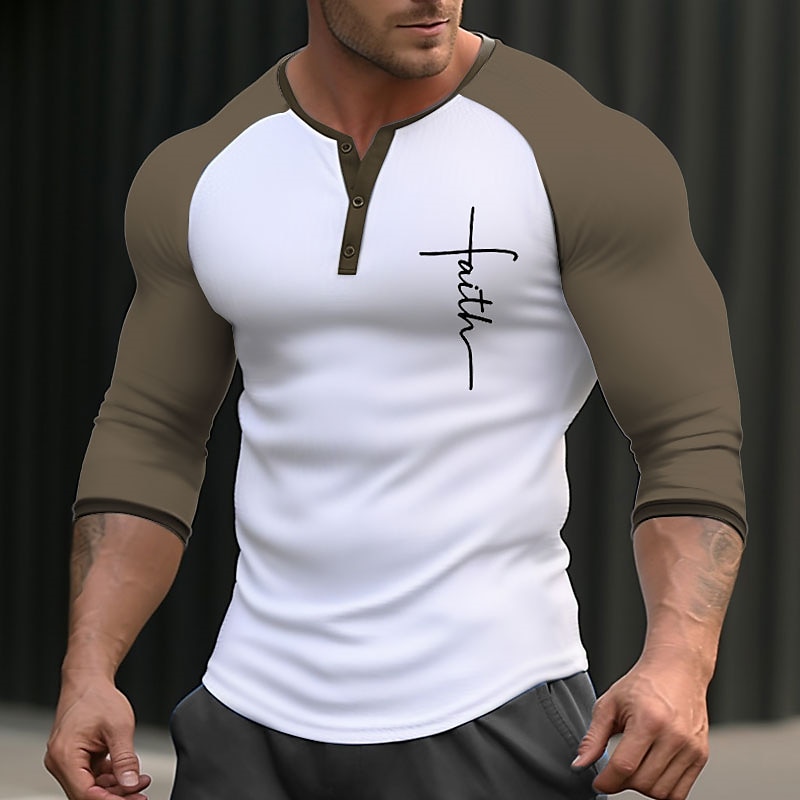 Graphic Letter Sports Men's 3D Print T shirt Tee Henley Shirt Raglan