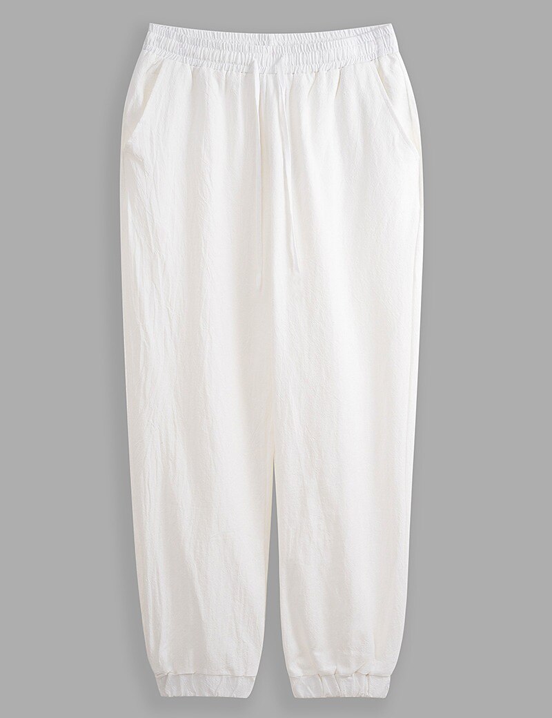 Men's Linen Pants Trousers Summer Pants Elastic Waist Straight Leg High Rise Solid Color Comfort Breathable Full Length Wedding Holiday Vacation Fashion Gray Green Black High Waist Inelastic