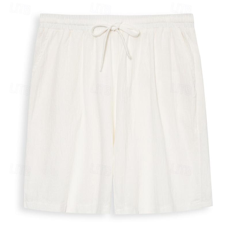 Men's Shorts Summer Shorts Beach Shorts Drawstring Plain Yoga Business Beach Hawaiian Casual Black White