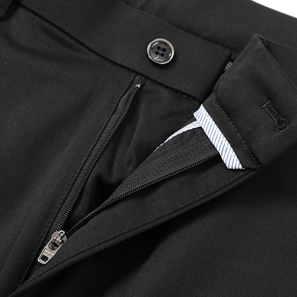 Men's Trousers Dress Pants Slacks Flat Front Pants Suit Pants Straight Leg Geometry Stretch No-Iron Formal Wedding Business Classic Style Casual Black Royal Blue High Waist Stretchy