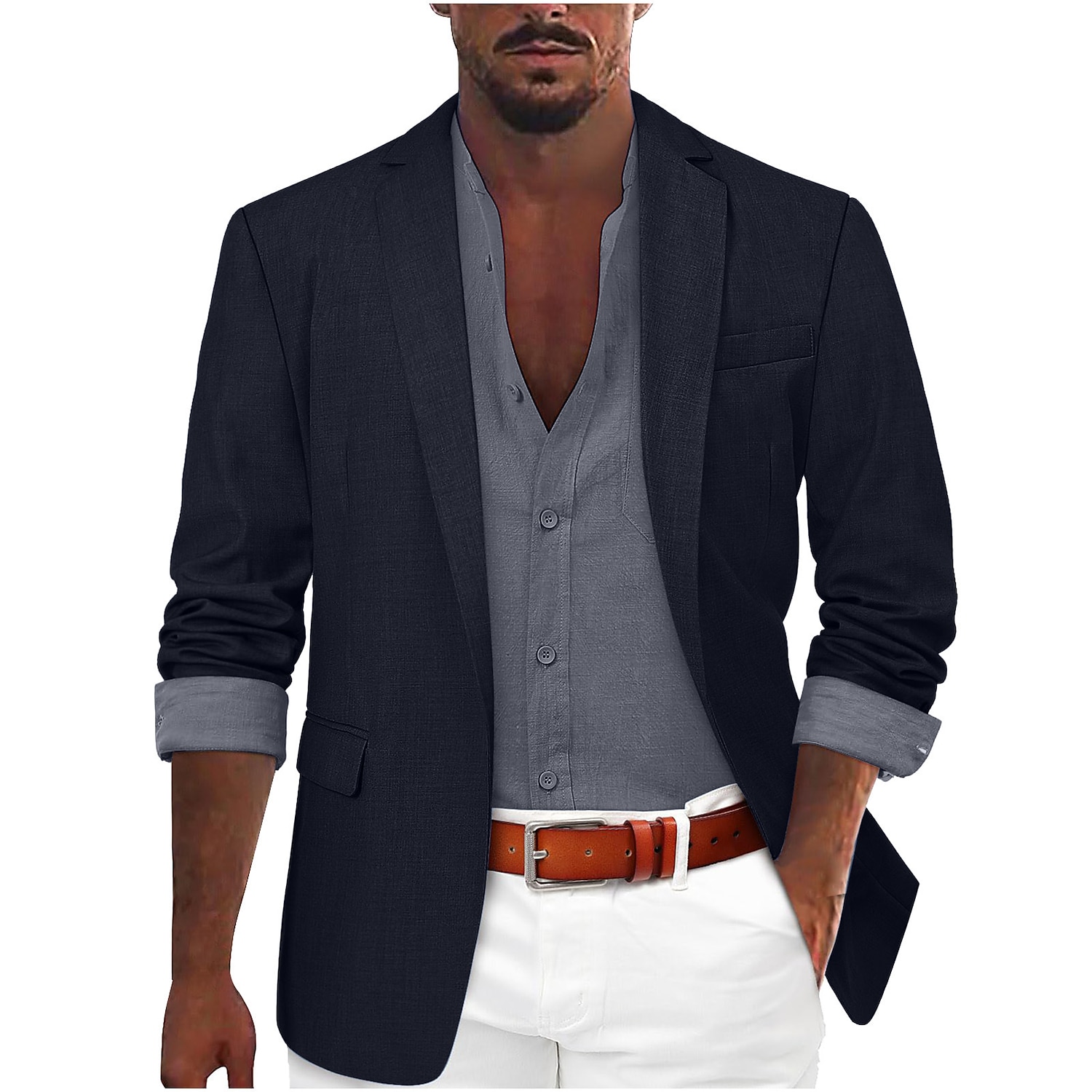 Men's Blazer Jacket Notch Collar Fashion Lightweight Casual Solid Colored Blazer Black Light Green Red Tailored Fit Single Breasted One-button