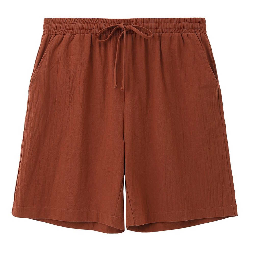 Men's Shorts Summer Shorts Beach Shorts Drawstring Elastic Waist Straight Leg Plain Comfort Breathable Short Daily Beach 100% Cotton Fashion Chic & Modern Black Yellow Micro-elastic