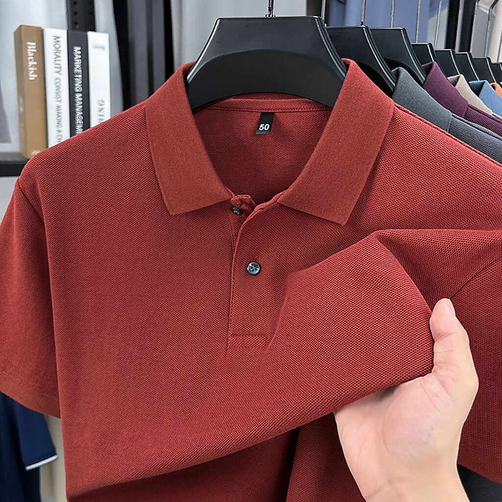 Men's Polo Polo Shirts Casual Vacation Lapel Short Sleeve Fashion Modern Plain Buttons Plain Summer Spring Regular Fit Lake blue Black White Yellow Pink Red Polo