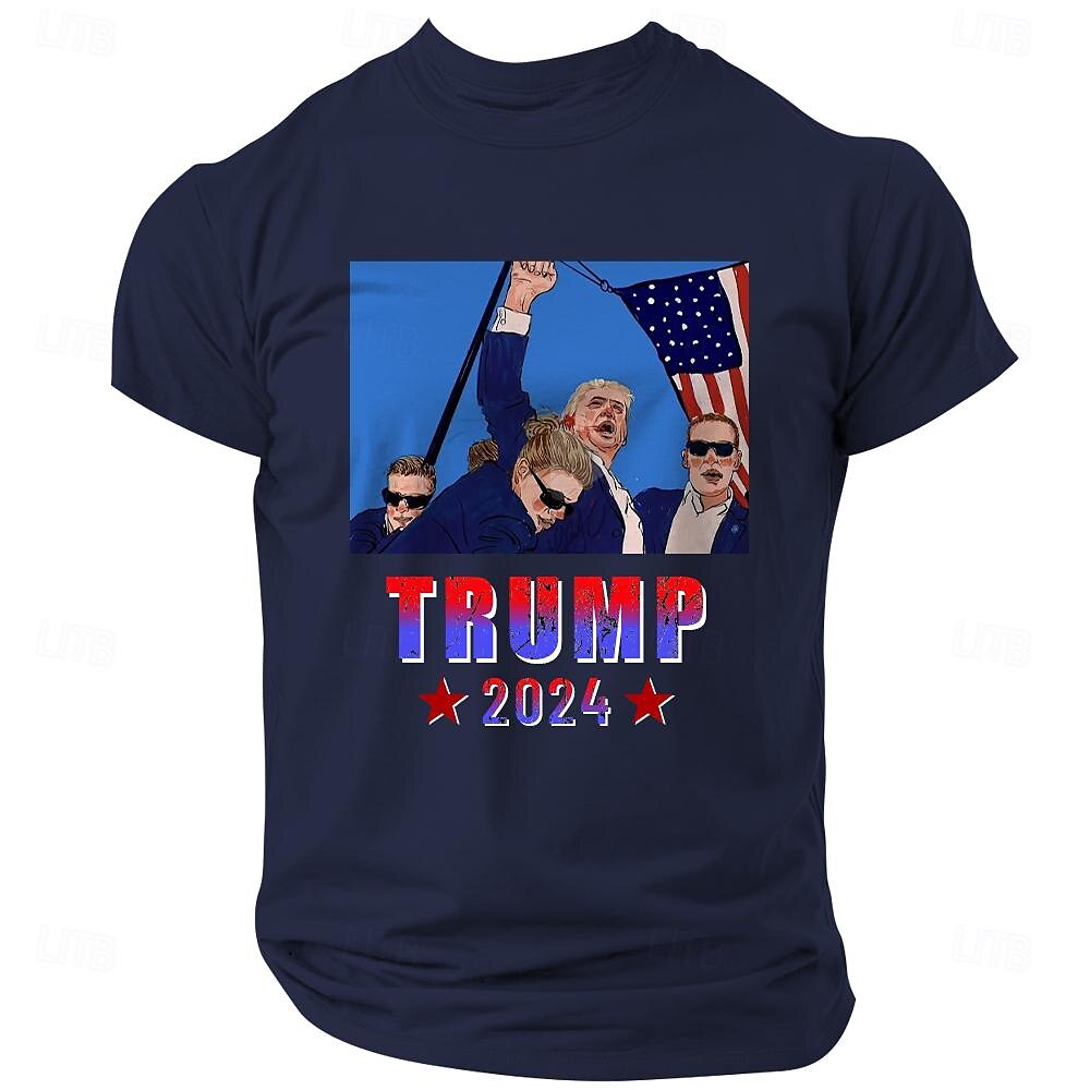 Letter Trump Sports Classic Casual Men's Cotton Blend T shirt Tee Short Sleeve Crew Neck Shirt Summer Spring Clothing Apparel M L XL XXL XXXL