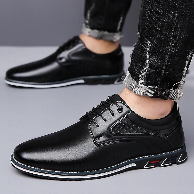 Men's Embroidery Plus Size Comfort Walking Casual Chinoiserie British Daily Party & Evening Leather Warm Booties / Ankle Boots Lace-up Dress Shoes