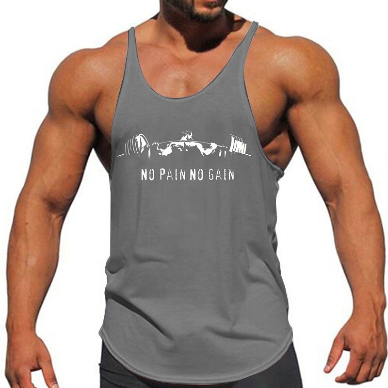 Men's 3D Printing Graphic Muscle No Pain No Gain Sports Daily Outdoor Gym Sleeveless Crew Neck Shirt Vest Top 