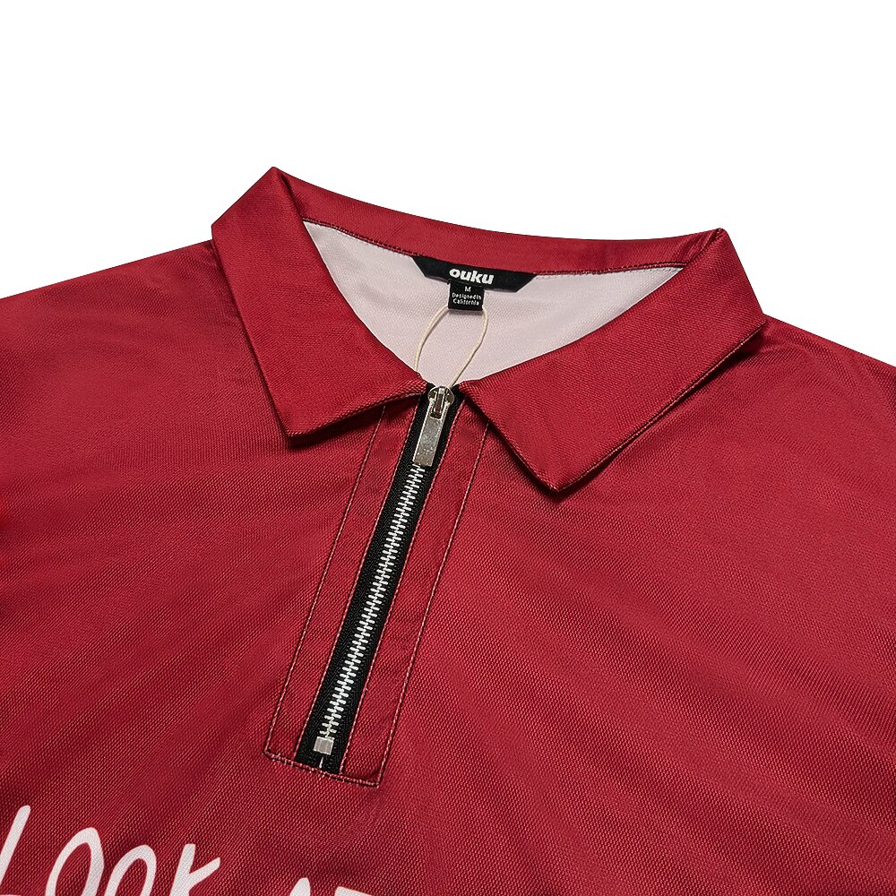 Christmas Men's Christmas Tree Zip Polo Long Sleeve Polo Shirts Collar Vacation Party Evening Wear New Years Eve Shirts 3D Print Spring Fall & Winter Black Red Blue