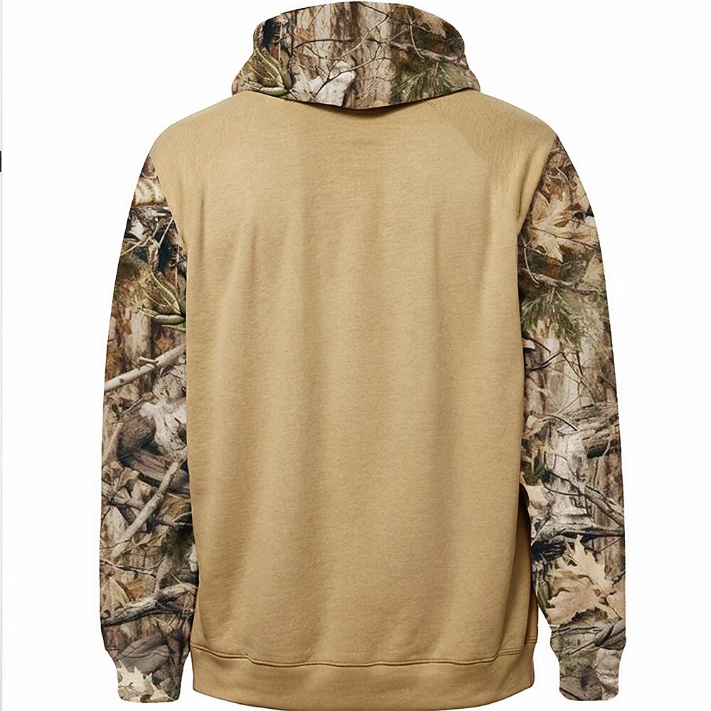 Men's American US Flag Patriotic Deer Hoodies Daily Casual Long Sleeve Hooded Vacation Sports Outdoor Streetwear Brown Light Grey Print Front Pocket Spring &  Fall Designer