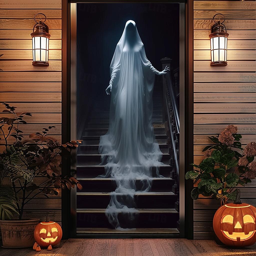 Halloween Door Decorations Halloween Door Covers Zombie Bride Door Tapestry Door Curtain Decoration Backdrop Door Banner for Front Door Farmhouse Holiday Party Decor Supplies