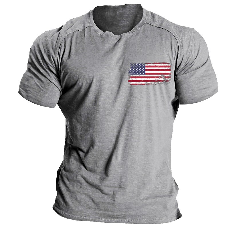 Men's Slogan Patriotic Cotton Blend national flag Prints Casual Daily Short Sleeve Apparel Sports Fashion Designer Novelty Clothing