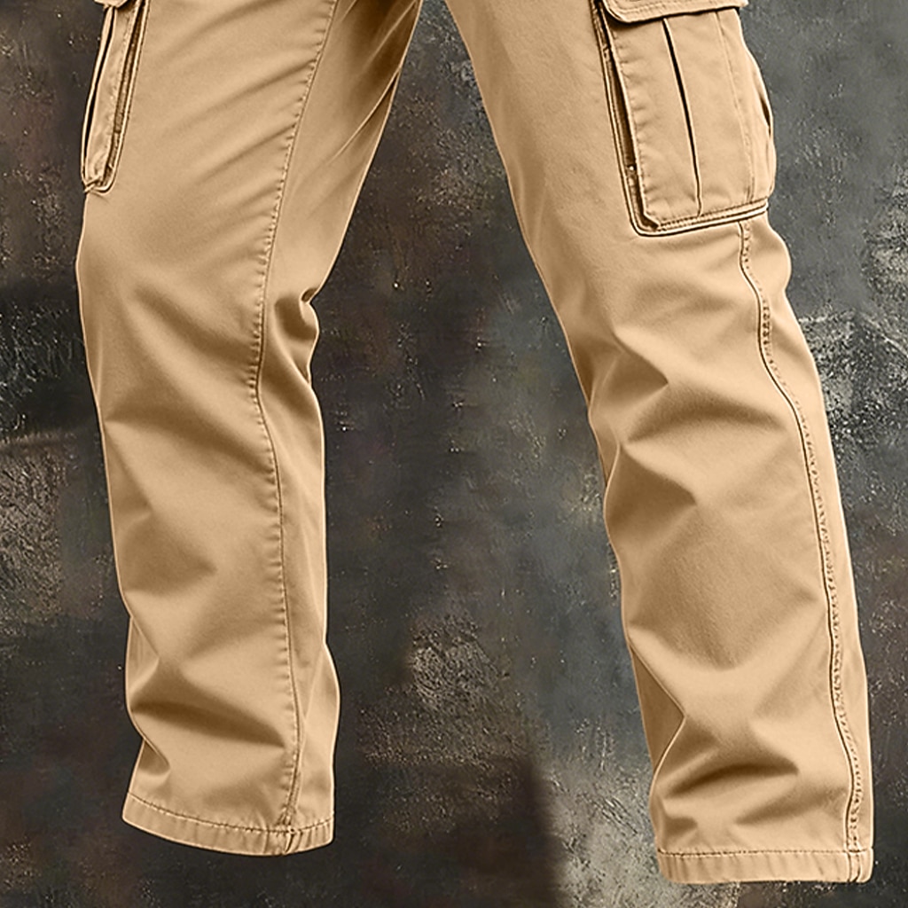 Men's Cargo Pants Trousers Work Pants Buttons Multi Pocket Plain Wearable Full Length Outdoor Daily Camping & Hiking Vacation Fashion Black Army Green Inelastic