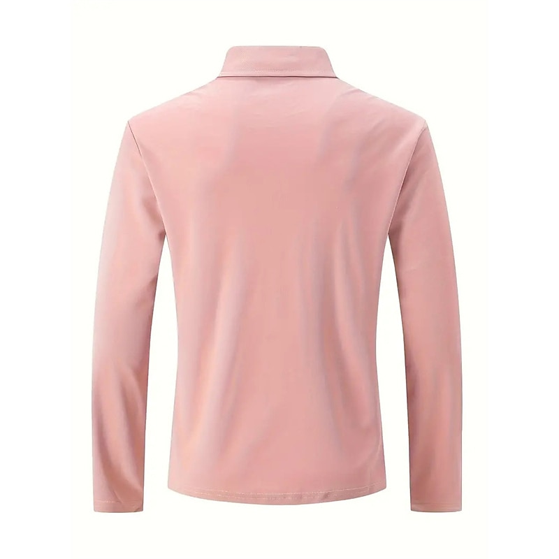 Men's Golf Shirt Golf Polo Work Casual Lapel Long Sleeve Basic Modern Plain Button Spring &  Fall Regular Fit Wine Black White Pink Navy Blue Green Golf Shirt