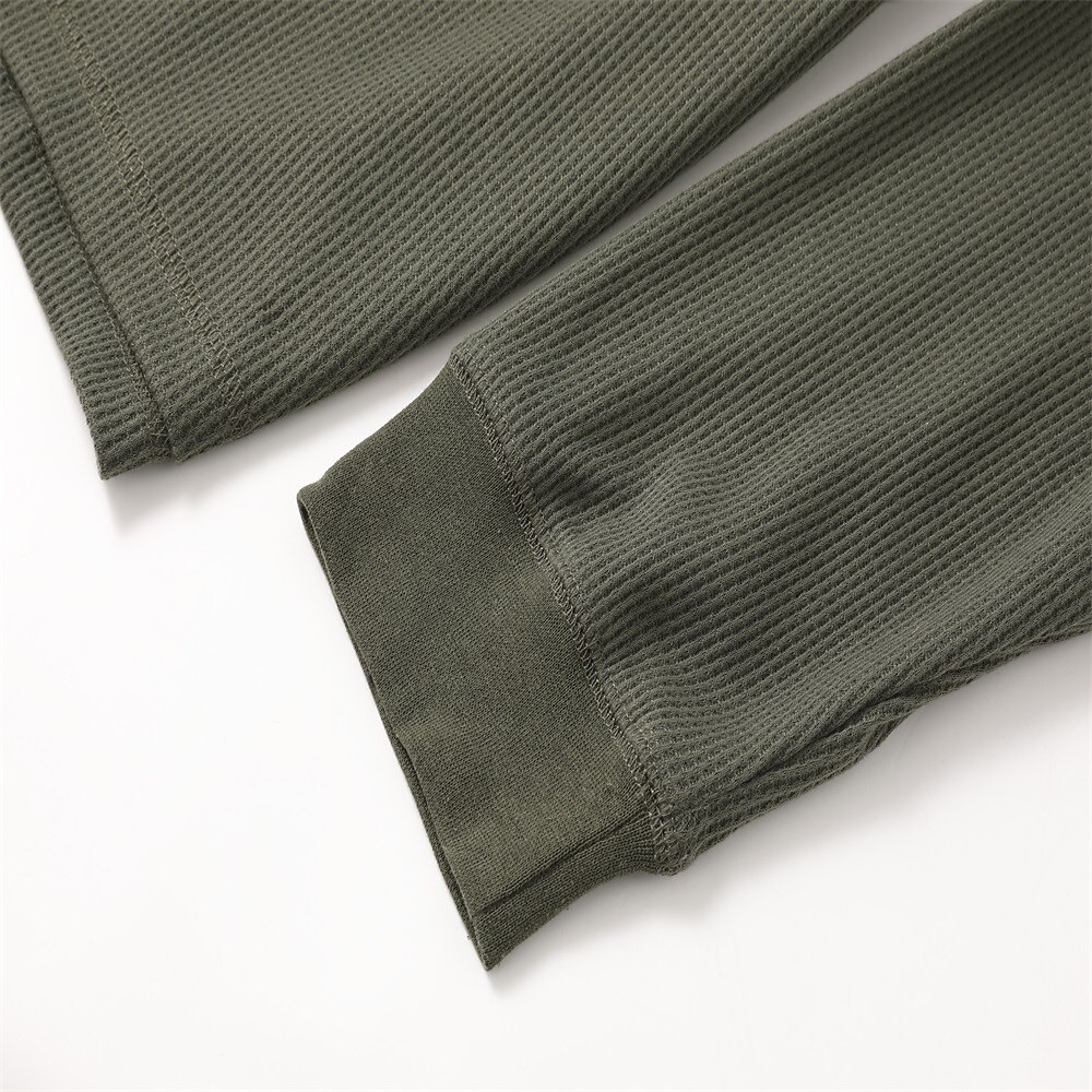 Men's Basic Long Sleeve Tops Tee t-shirt Waffle Shirt Tee Plain Crew Neck