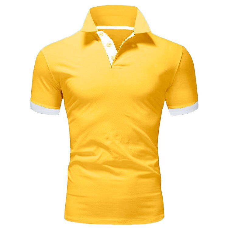 Men's Golf Shirt Polo Casual Sports Classic Short Sleeve Basic Casual Solid Color Plain Button Front Summer Spring Regular Fit Apple Green Light Pink Golden yellow Lake blue Yellow and Navy Black