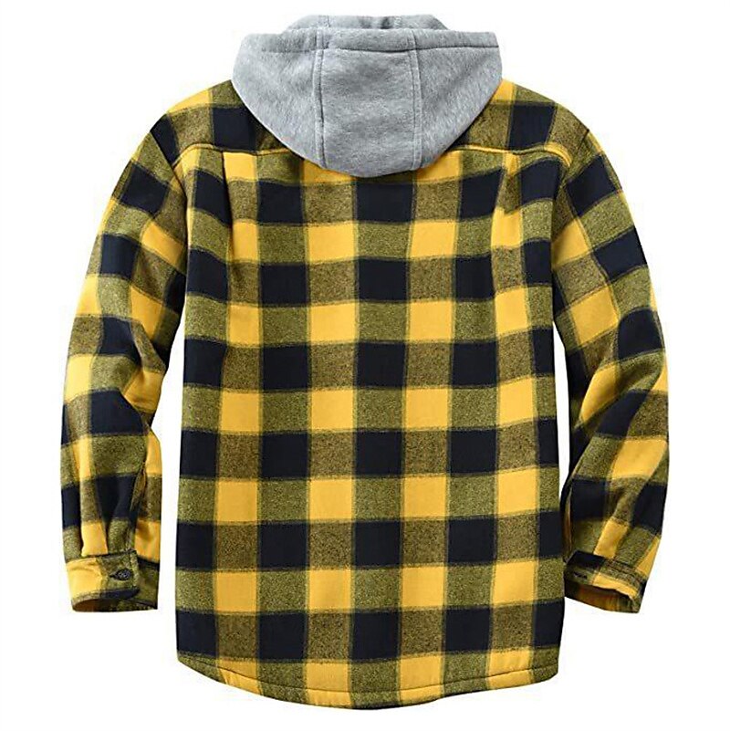 Men's Shirt Shacket Flannel Fleece Casual Warm Winter Plaid / Check Jacket