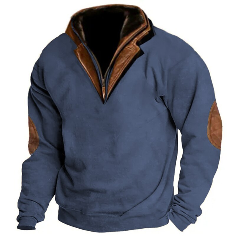 Men's Sweatshirt Quarter Zip Sweatshirt Standing Collar Color Block Patchwork Streetwear Basic Hoodies