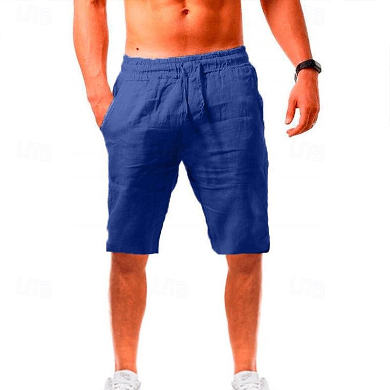 Men's Shorts Summer Shorts Beach Shorts Drawstring Plain Yoga Business Beach Hawaiian Casual Black White