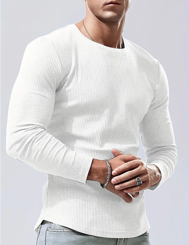 Men's Basic Henley T shirt Tee Long Sleeve Tops Plain 