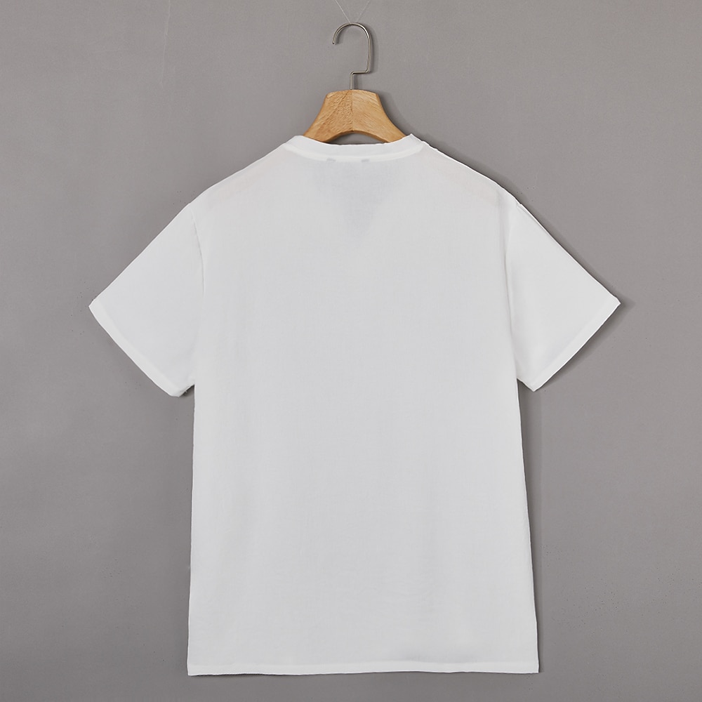 Men's Henley Shirt Tee Top Short Sleeves Plain Fashion Designer Basic V Neck Vacation Street Going out Summer Navy Black White Henley T-Shirt
