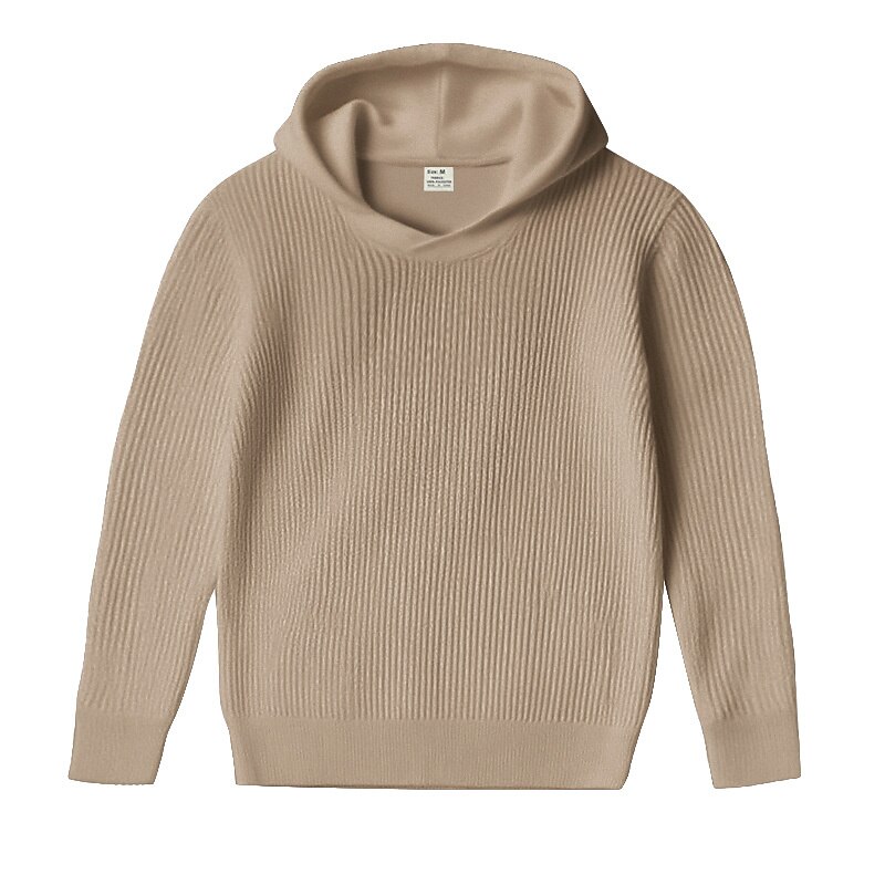 Men's Pullover Sweater Jumper Knit Sweater Ribbed Knit Regular Tops Knitted Plain Hooded Fashion Basic Vacation Daily Wear Clothing Apparel Fall & Winter Black Khaki M L XL