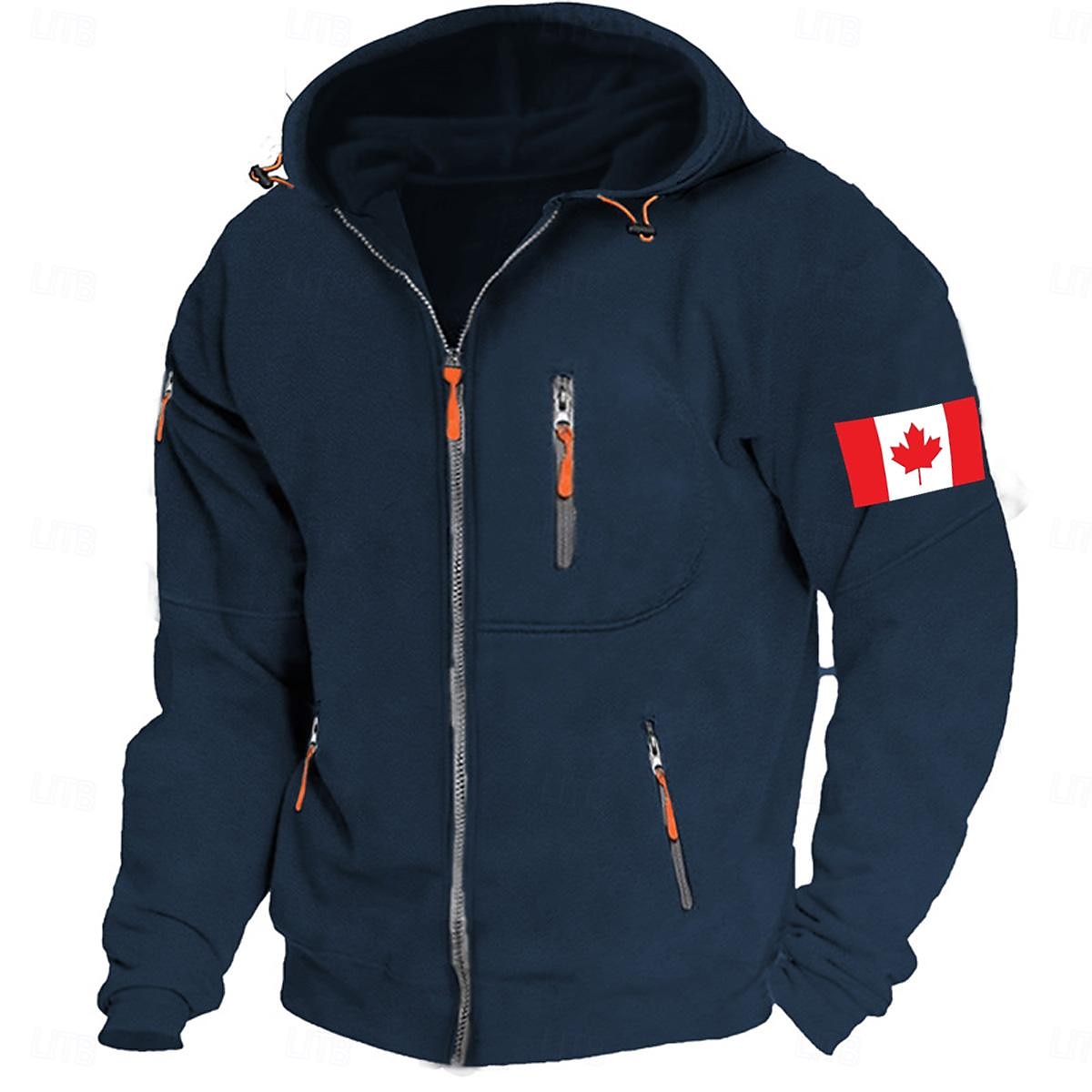 Mens Independence Day American Flag Graphic Tactical Military National Fashion Daily Casual Outerwear Zip Vacation Going Streetwear Hoodies