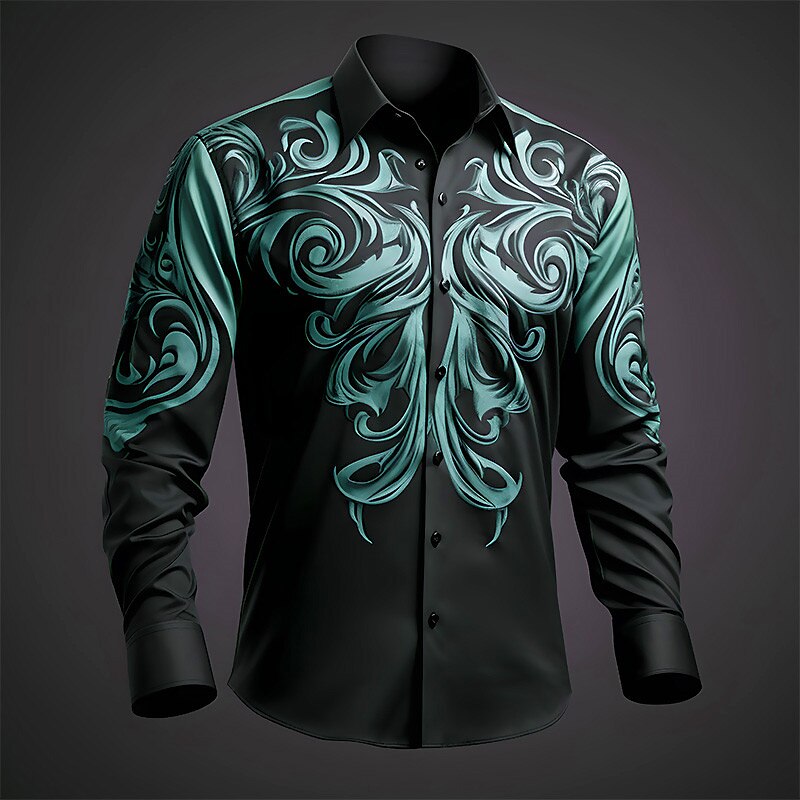 Men's Floral Artistic Daily Wear Going out Fall & Winter Turndown Long Sleeve Stretch Fabric Shirt