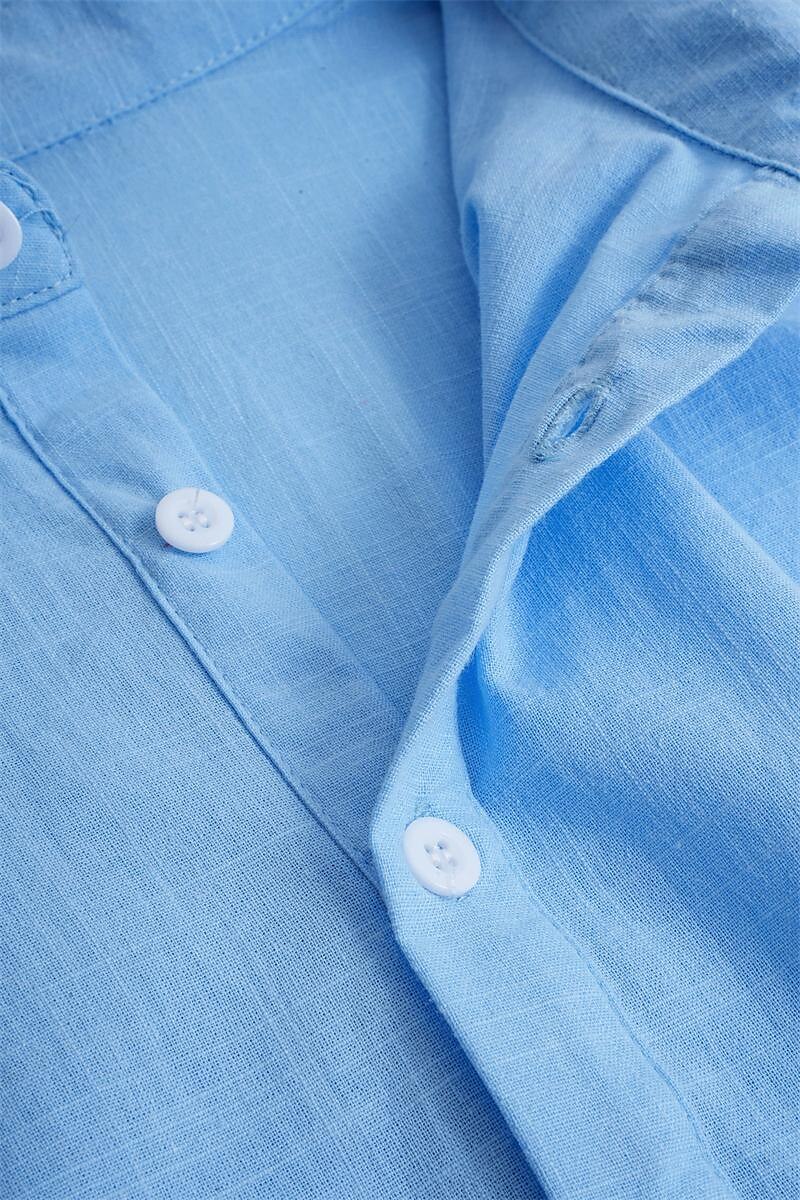 Men's Shirt Linen Shirt Summer Shirt Beach Wear Plain Casual Daily Black White Blue Green Long Sleeve Lapel Spring & Summer Clothing Apparel