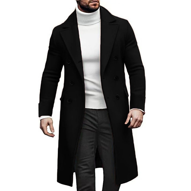 Men's Overcoat Trench Coat Long Trench Coat Going out Fall Winter  Outerwear Clothing Apparel Lapel Double Breasted