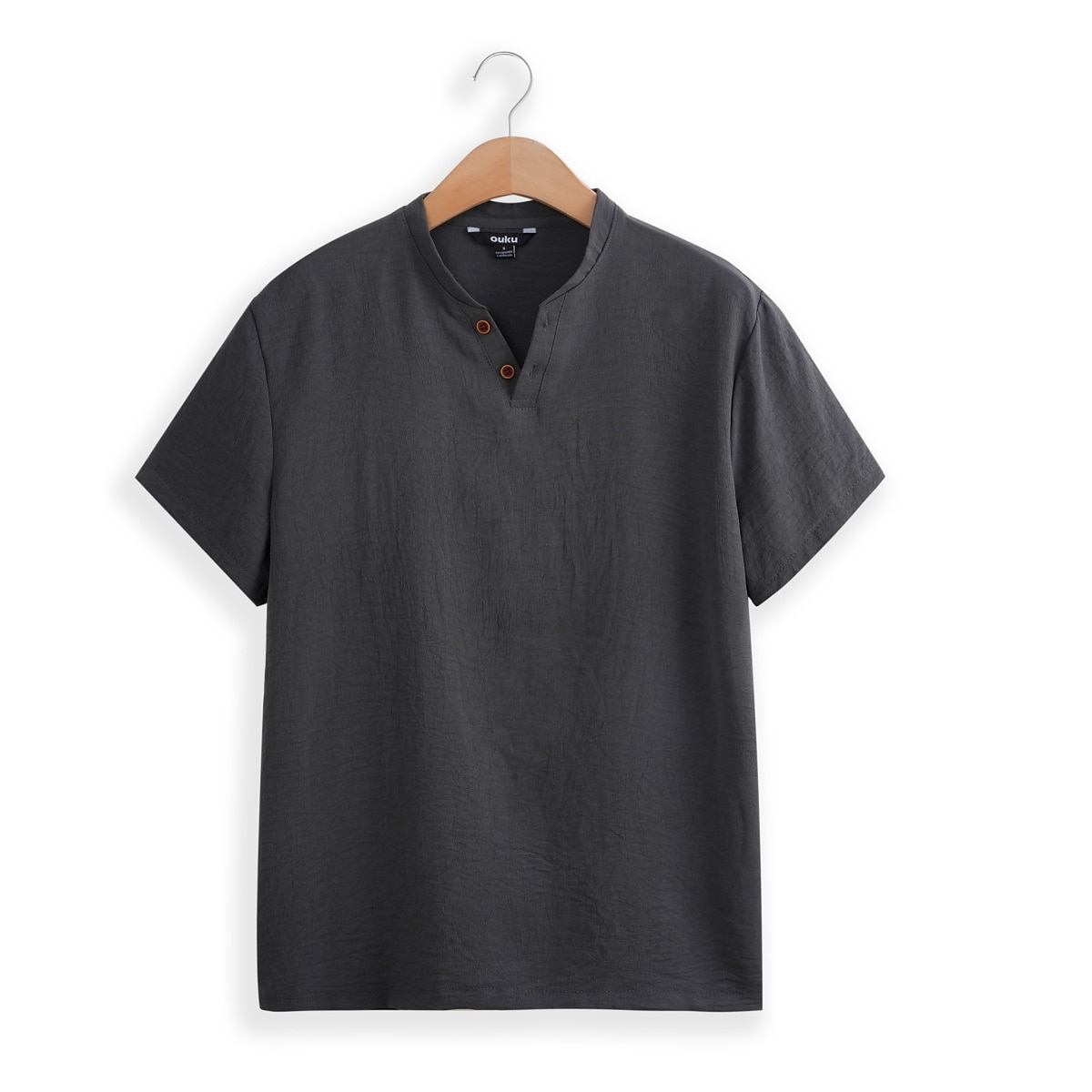 Men's Henley Shirt Tee Top Short Sleeves Plain Fashion Designer Basic V Neck Vacation Street Going out Summer Navy Black White Henley T-Shirt