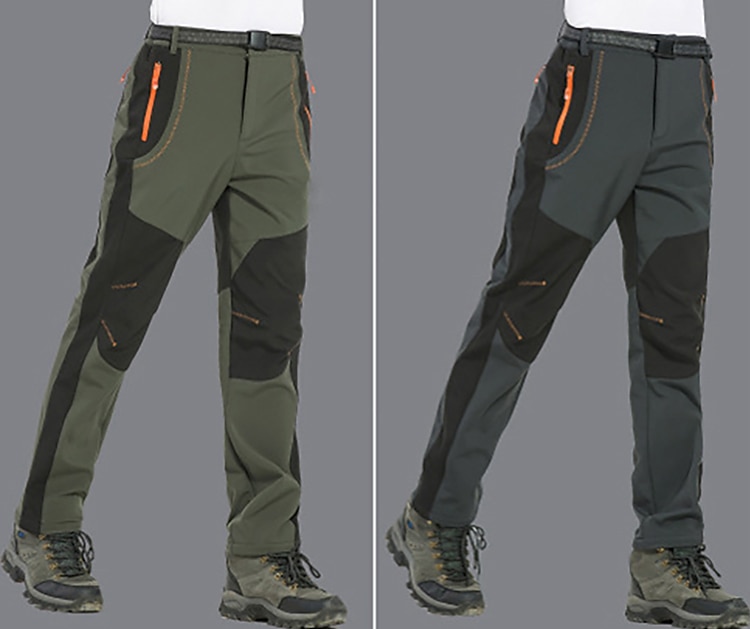 Men's Fleece Lined Pants Waterproof Hiking Pants Trousers Softshell Pants Winter Outdoor Thermal Warm Windproof Fleece Lining Pants / Trousers Bottoms Army Green Gray Black Hunting Fishing Climbing