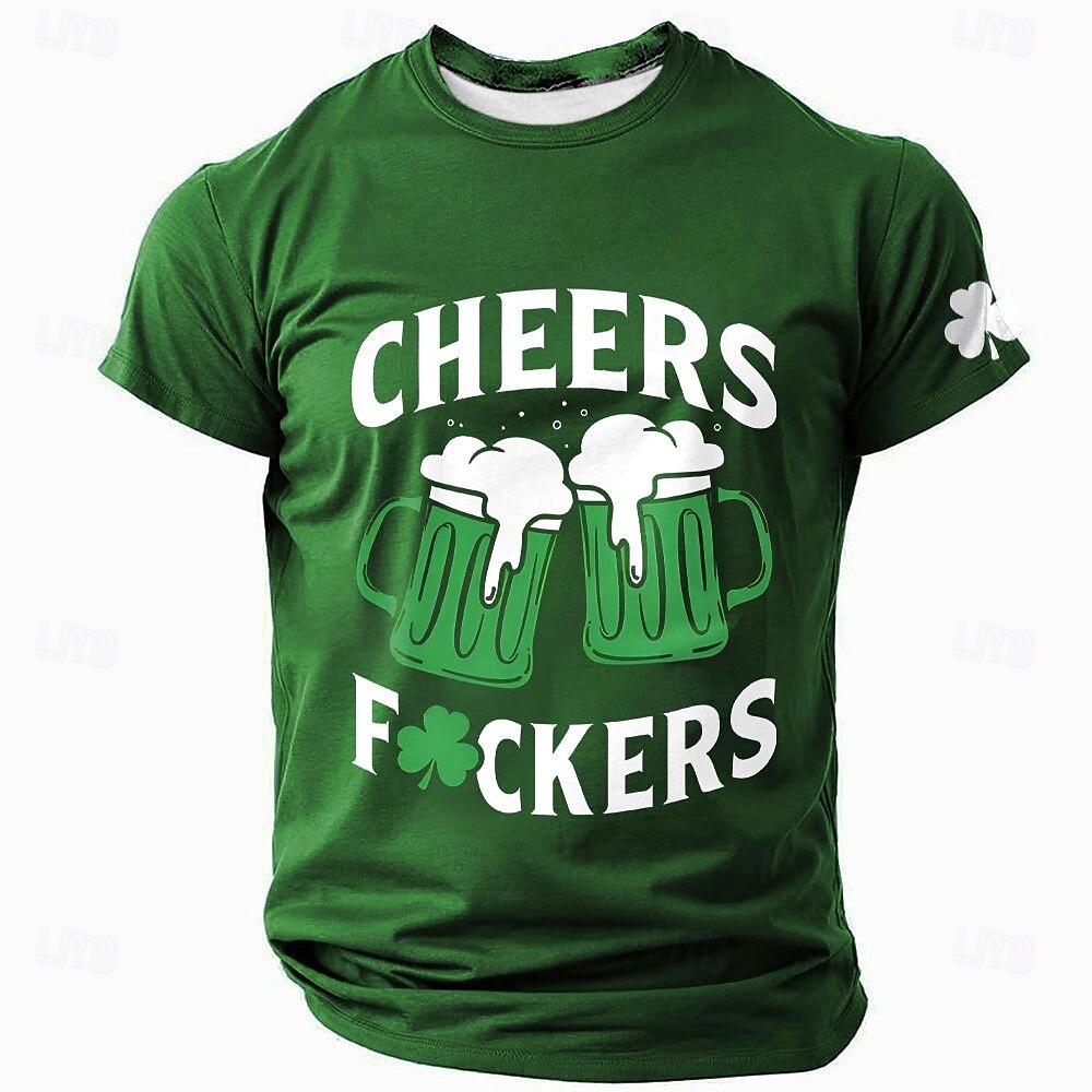 St. Patrick Men's Graphic Shamrock Lucky Irish T Shirt T shirt Tee Short Sleeve T shirt 3D Print Crew Neck Shirt Daily Designer Casual Sports Outdoor Holiday Going out Green 1# Green 2# Green 3#