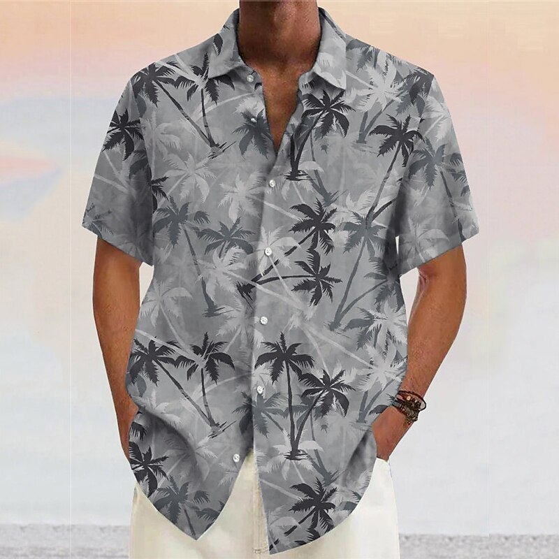 Men's Coconut Tree Tropical Plants Shirt Summer Hawaiian Shirt Aloha Shirt Short Sleeves Shirt Turndown Fashion Designer Casual Outdoor Street Casual Yellow Pink Wine S M L
