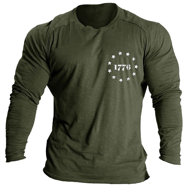  Men's Graphic Polyester Basic Casual Long Sleeve Comfortable Tee  