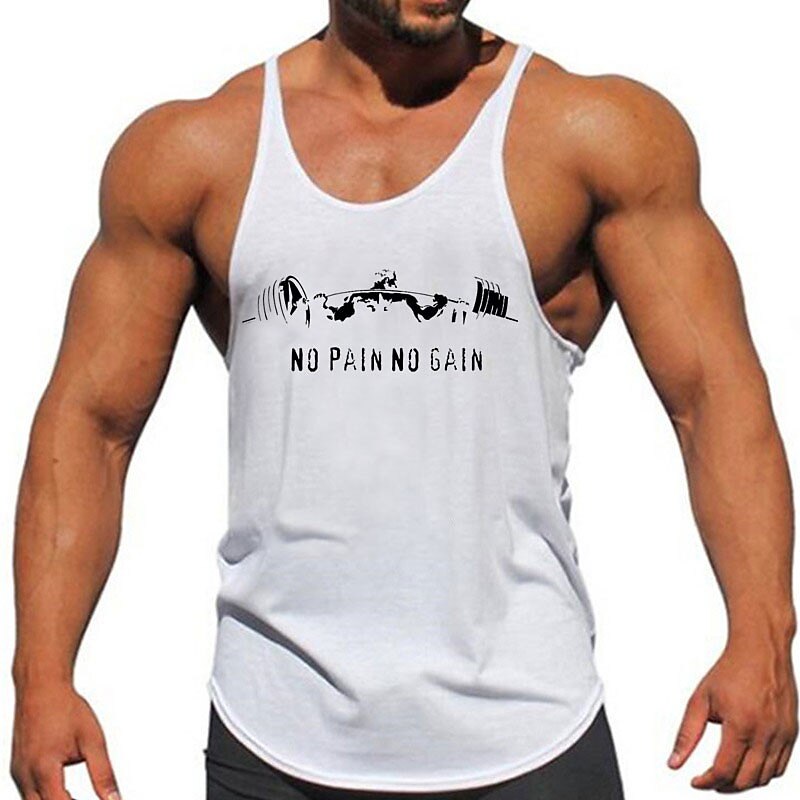 Men's 3D Printing Graphic Muscle No Pain No Gain Sports Daily Outdoor Gym Sleeveless Crew Neck Shirt Vest Top 