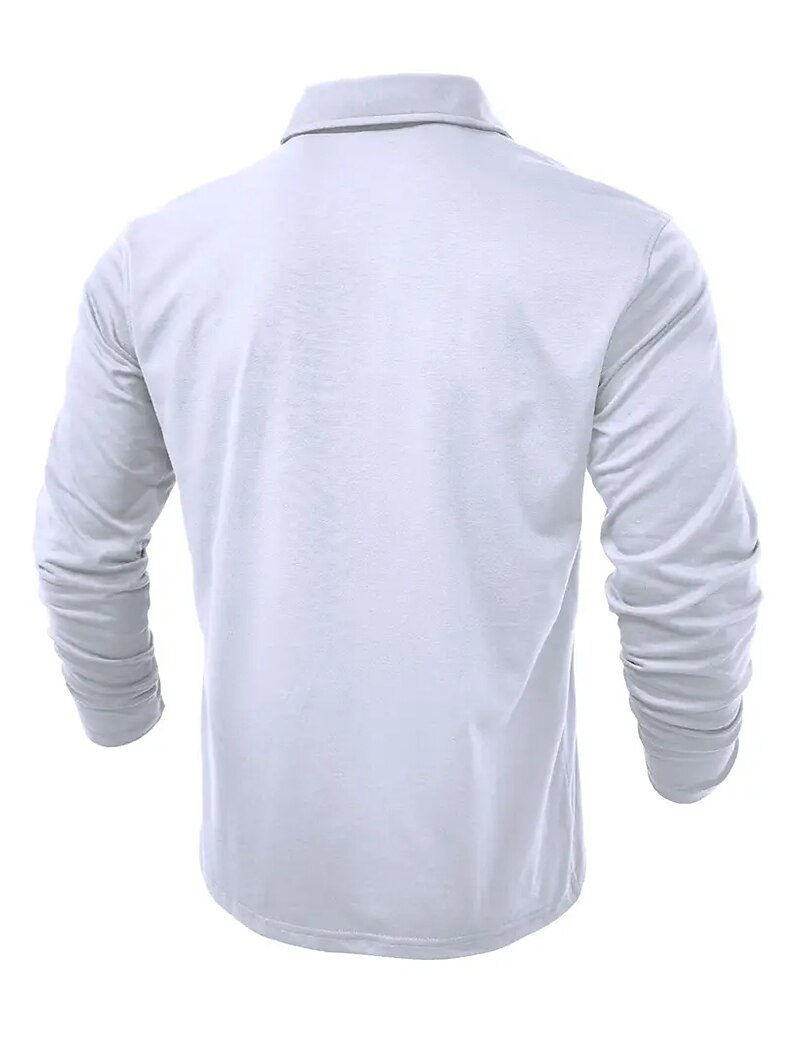 Men's Button Up Casual Sports Lapel Long Sleeve Fashion Basic Plain Button Pocket Spring &  Fall Regular Fit Polo Shirt