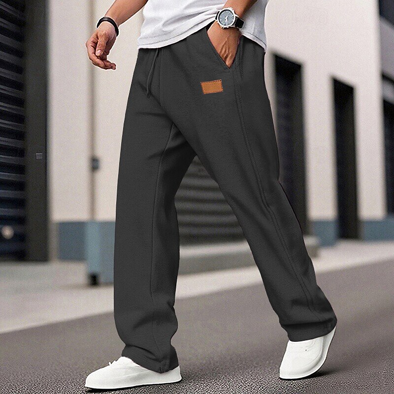 Men's Sweatpants Trousers Straight Leg Sweatpants Drawstring Pocket Elastic Waist Plain Comfort Sports Outdoor Daily Fashion Casual Black White Micro-elastic