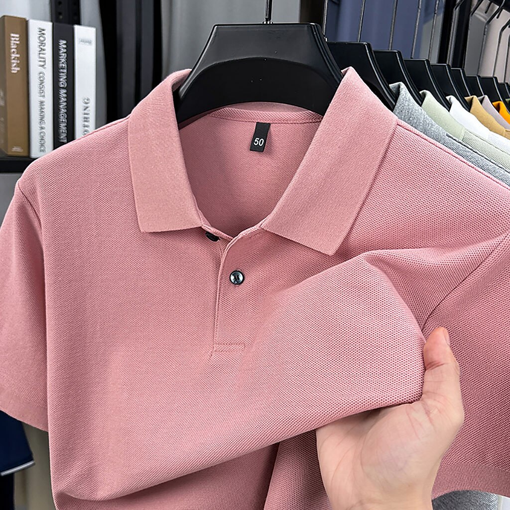 Men's Polo Polo Shirts Casual Vacation Lapel Short Sleeve Fashion Modern Plain Buttons Plain Summer Spring Regular Fit Lake blue Black White Yellow Pink Red Polo