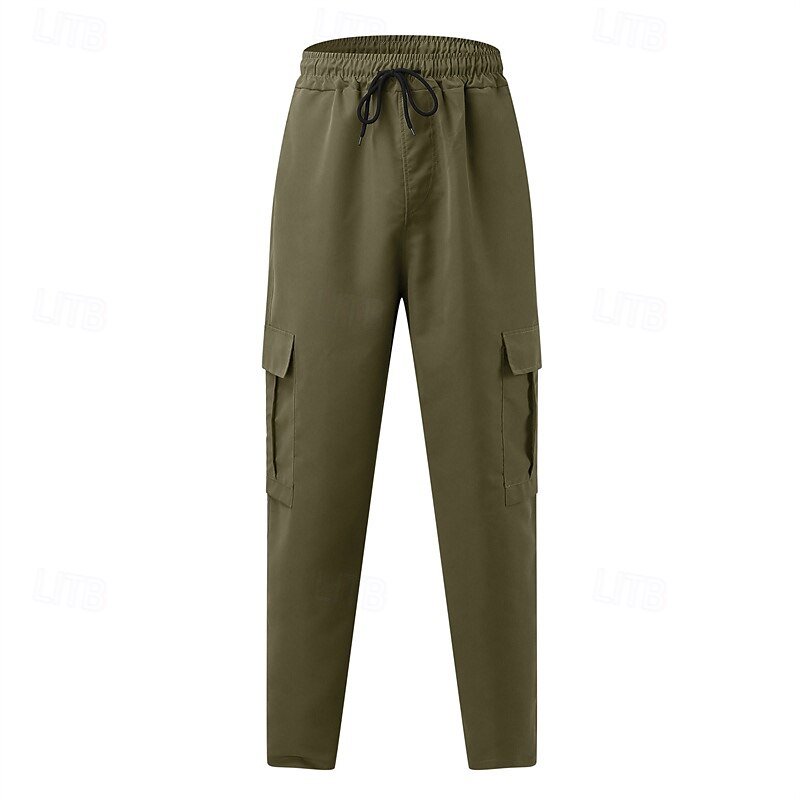 Men's Cargo Pants Tactical Pants Trousers Drawstring Elastic Waist Multi Pocket Plain Wearable Outdoor Daily Camping & Hiking Fashion Classic Black Army Green