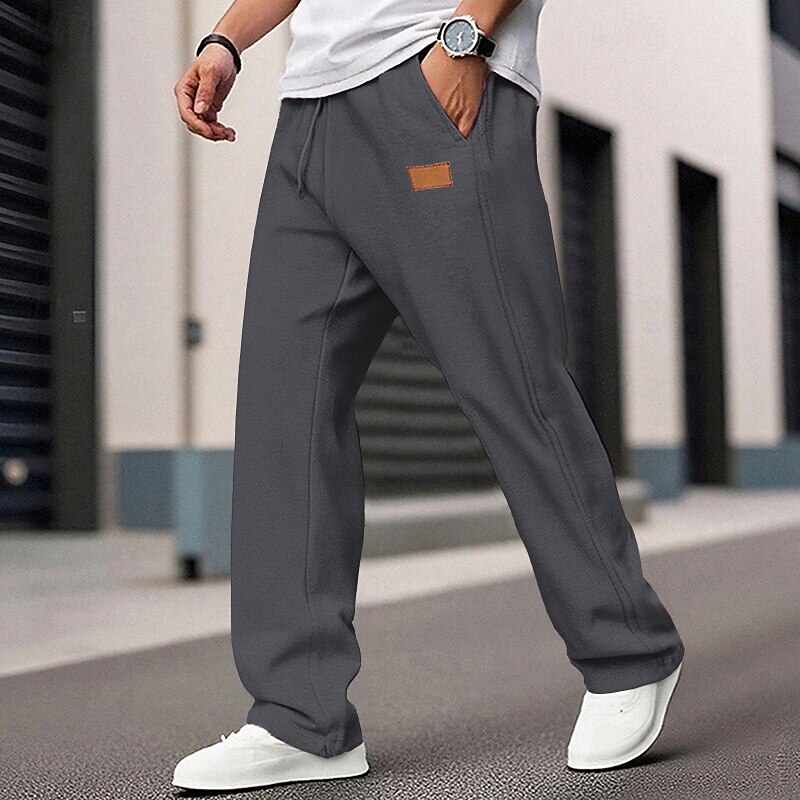Men's Sweatpants Trousers Straight Leg Sweatpants Drawstring Pocket Elastic Waist Plain Comfort Sports Outdoor Daily Fashion Casual Black White Micro-elastic
