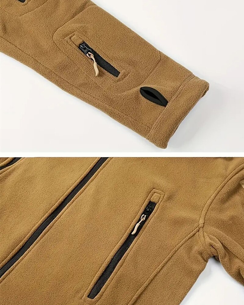 Men's Fleece Jacket Military Jacket Tactical Jacket Daily Vacation Thermal Warm Pocket Fleece Fall & Winter Plain Fashion Streetwear Hooded Regular Black Khaki Army Green Gray Jacket
