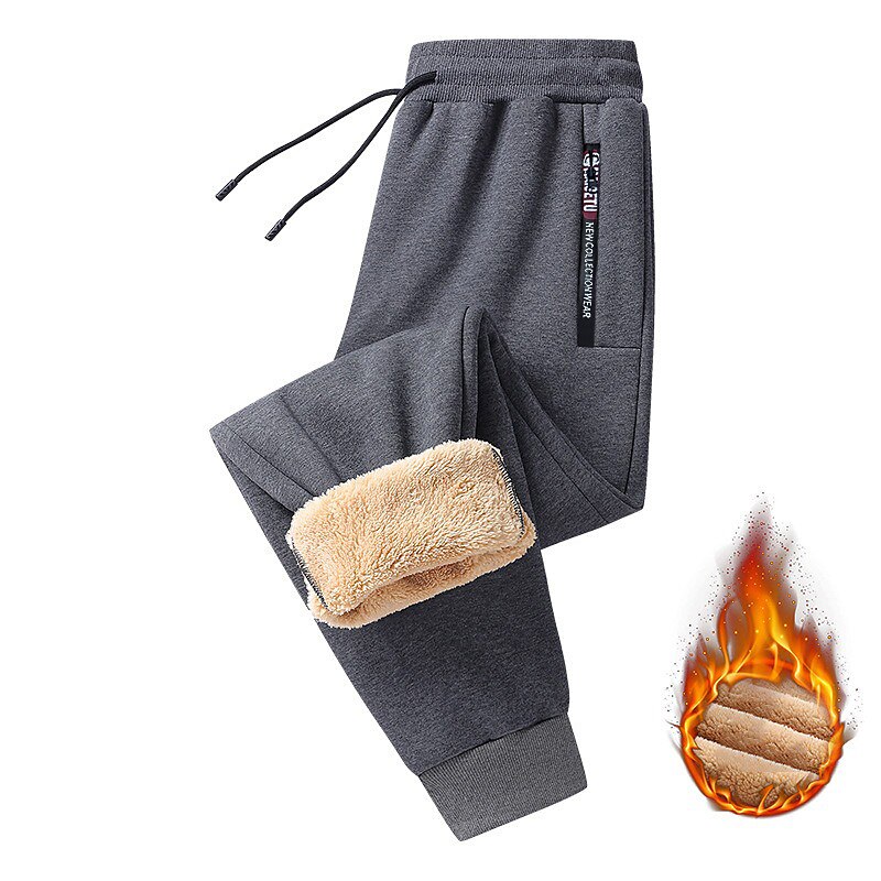 Men's Sherpa Fleece Pants Joggers Winter Pants Trousers Drawstring Elastic Waist Zipper Pocket Solid Color Warm Casual Daily Running Sports Fashion Black Black Straight Leg Micro-elastic