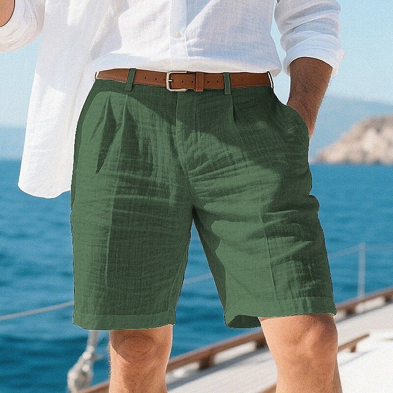 Men's Shorts Linen Shorts Summer Shorts Beach Shorts Pocket Plain Comfort Breathable Short Vacation Holiday Beach Hawaiian Boho Black White