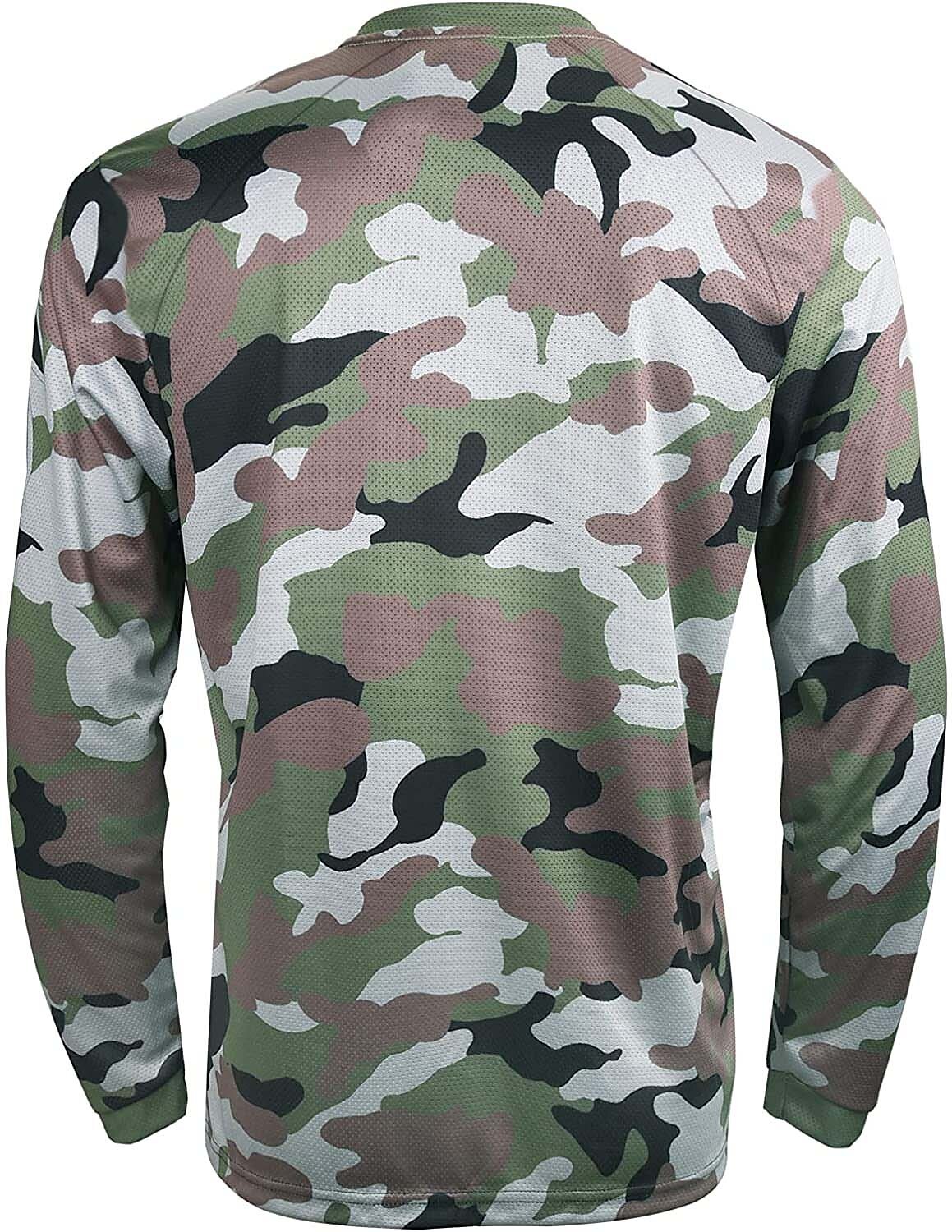 21Grams Men's Downhill Jersey Long Sleeve Bike Top with 3 Rear Pockets Mountain Bike MTB Road Bike Cycling Breathable Moisture Wicking Soft Quick Dry Black Yellow Army Green Wolf Camo / Camouflage
