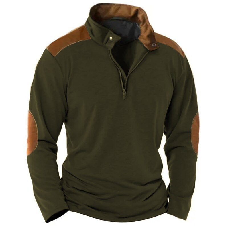 Men's Zip Half Shirt Tee Top Long Sleeve Shirt Color Block Henley Street Vacation Long Sleeve Quarter Zip Clothing Apparel Fashion Designer Basic